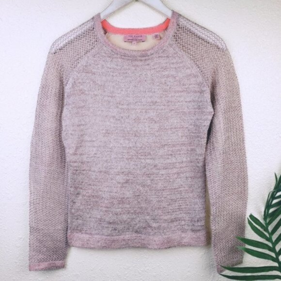 NWOT Ted Baker JAHITZA Metallic Mohair Sweater Pullover size US 6 Mauve - Picture 2 of 15